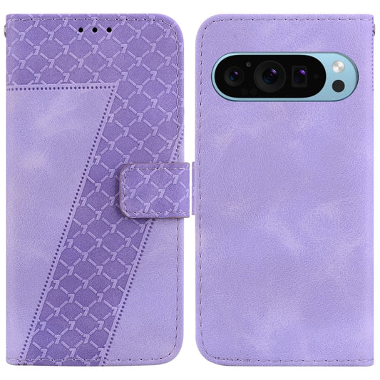 For Google Pixel 9 Pro 7-shaped Embossed Leather Phone Case(Purple) - Google Cases by PMC Jewellery | Online Shopping South Africa | PMC Jewellery | Buy Now Pay Later Mobicred