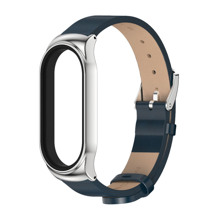 For Xiaomi Mi Band 8 Mijobs CS Case Microfiber PU Leather Watch Band(Blue Silver) - free shipping - PMc TechLife - Order now!
