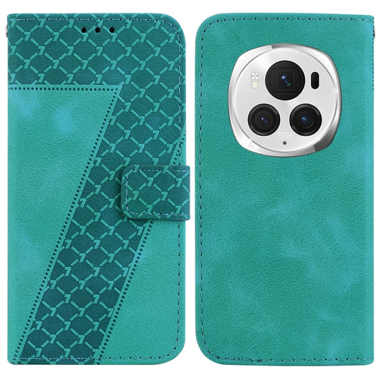 For Honor Magic6 Pro Seven-shaped Embossed Leather Phone Case(Green) - Honor Cases by PMC Jewellery | Online Shopping South Africa | PMC Jewellery | Buy Now Pay Later Mobicred