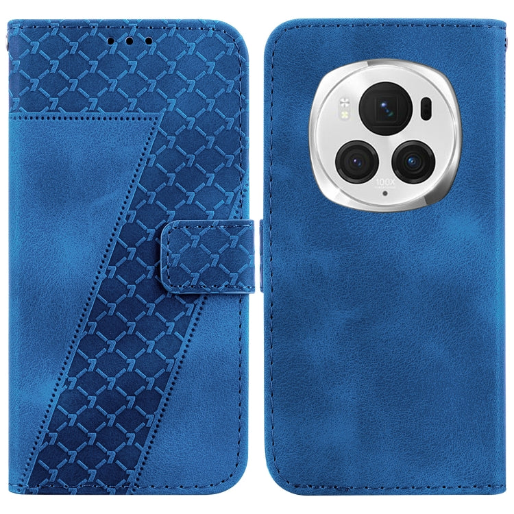 For Honor Magic6 Pro Seven-shaped Embossed Leather Phone Case(Blue) - Honor Cases by PMC Jewellery | Online Shopping South Africa | PMC Jewellery | Buy Now Pay Later Mobicred