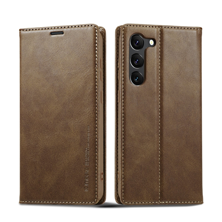 For Samsung Galaxy S24 LC.IMEEKE RFID Anti-theft Leather Phone Case(Brown) - Galaxy S24 5G Cases by LC.IMEEKE | Online Shopping South Africa | PMC Jewellery | Buy Now Pay Later Mobicred