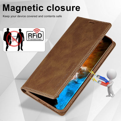 For Samsung Galaxy S24 LC.IMEEKE RFID Anti-theft Leather Phone Case(Brown) - Galaxy S24 5G Cases by LC.IMEEKE | Online Shopping South Africa | PMC Jewellery | Buy Now Pay Later Mobicred