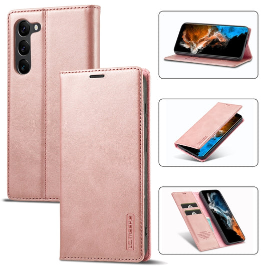 For Samsung Galaxy S24+ 5G LC.IMEEKE Strong Magnetism Microfiber Leather Phone Case(Rose Gold) - Galaxy S24+ 5G Cases by LC.IMEEKE | Online Shopping South Africa | PMC Jewellery | Buy Now Pay Later Mobicred