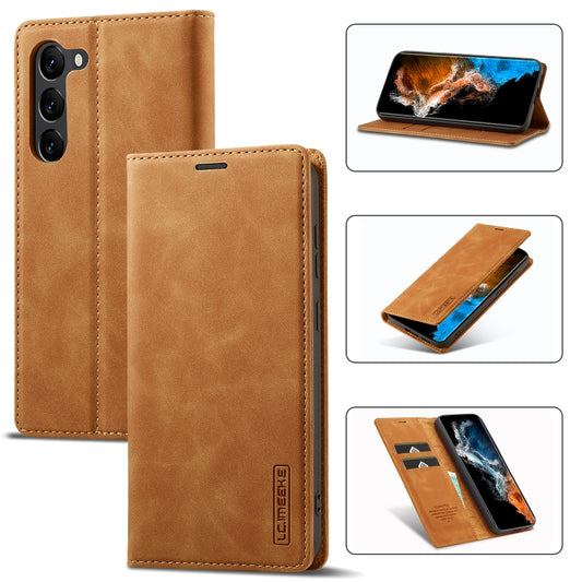 For Samsung Galaxy S24+ 5G LC.IMEEKE Strong Magnetism Microfiber Leather Phone Case(Brown) - Galaxy S24+ 5G Cases by LC.IMEEKE | Online Shopping South Africa | PMC Jewellery | Buy Now Pay Later Mobicred