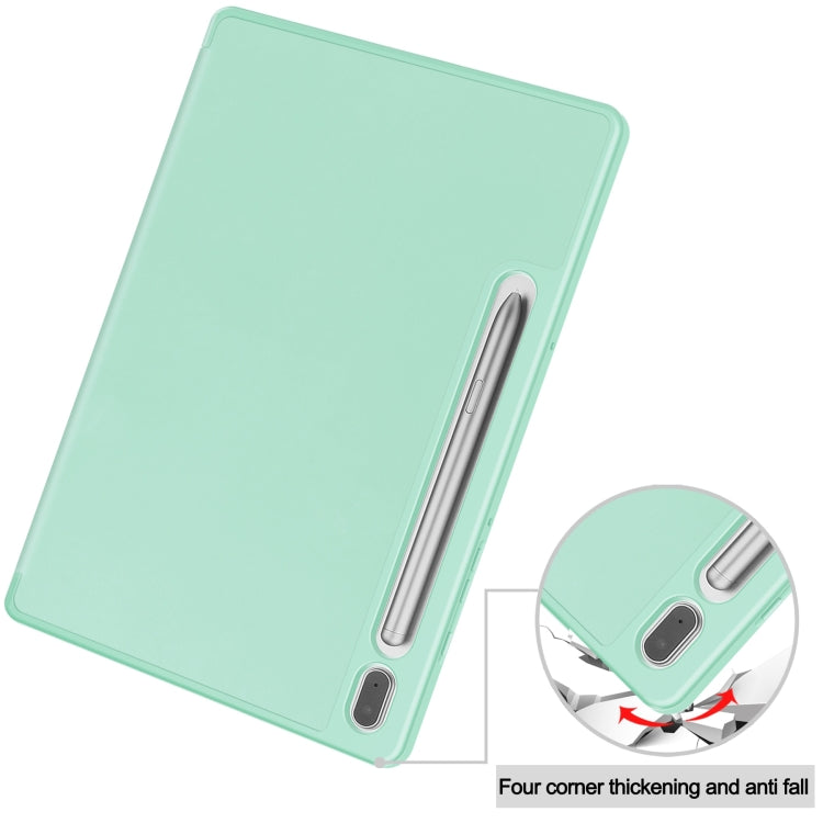 For Samsung Galaxy Tab S9 3-Fold Pure Color TPU Smart Leather Tablet Case with Pen Slot(Mint Green) - Galaxy Tab S9 Cases by PMC Jewellery | Online Shopping South Africa | PMC Jewellery | Buy Now Pay Later Mobicred