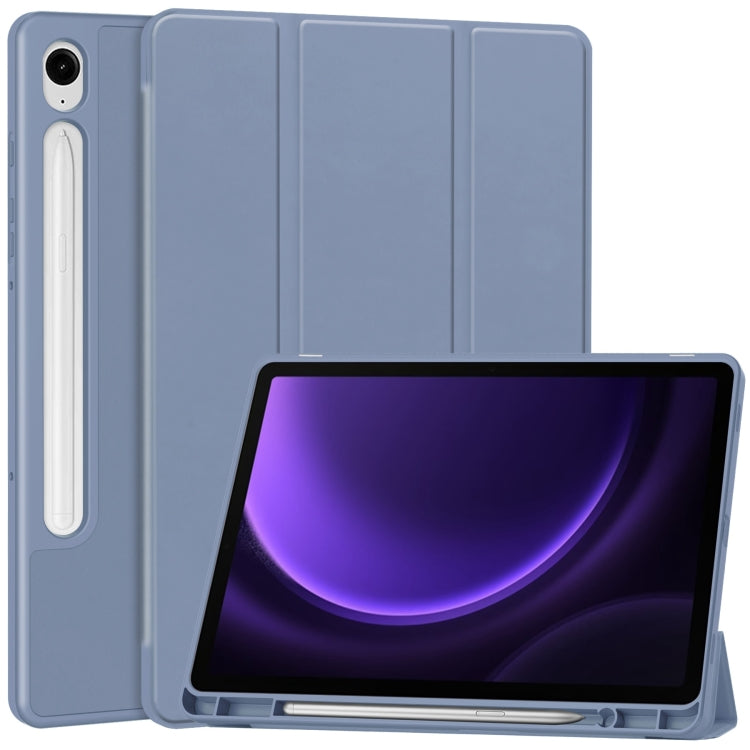For Samsung Galaxy Tab S9 FE 3-Fold Pure Color TPU Smart Leather Tablet Case with Pen Slot(Lavender) - Galaxy Tab S9 FE by PMC Jewellery | Online Shopping South Africa | PMC Jewellery