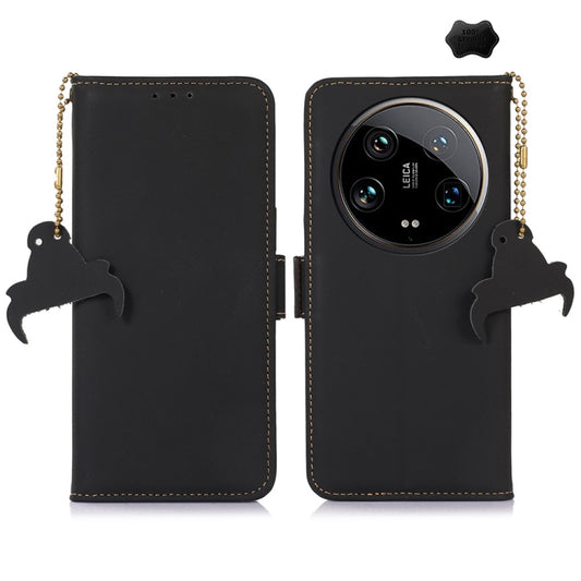 For Motorola Moto G24 / G04 Genuine Leather Magnetic RFID Leather Phone Case(Black) - Motorola Cases by PMC Jewellery | Online Shopping South Africa | PMC Jewellery | Buy Now Pay Later Mobicred