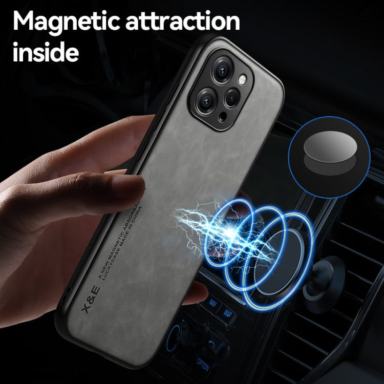 For Xiaomi Redmi 12 5G Skin Feel Magnetic Leather Back Phone Case(Dark Grey) - Xiaomi Cases by PMC Jewellery | Online Shopping South Africa | PMC Jewellery | Buy Now Pay Later Mobicred