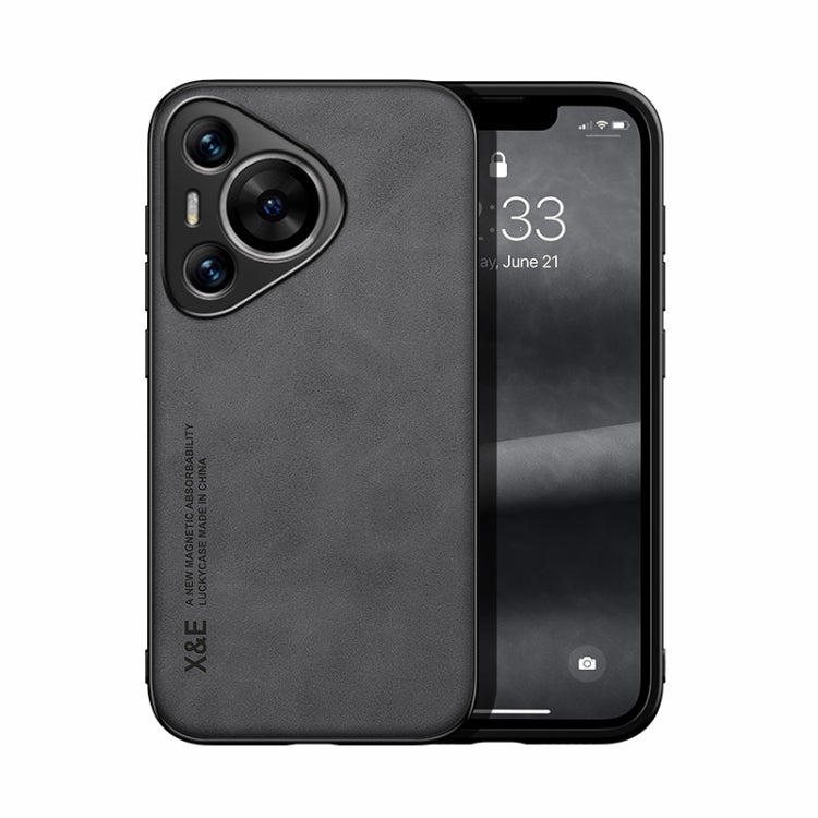 For Huawei Pura 70 Skin Feel Magnetic Leather Back Phone Case(Dark Grey) - Huawei Cases by PMC Jewellery | Online Shopping South Africa | PMC Jewellery | Buy Now Pay Later Mobicred