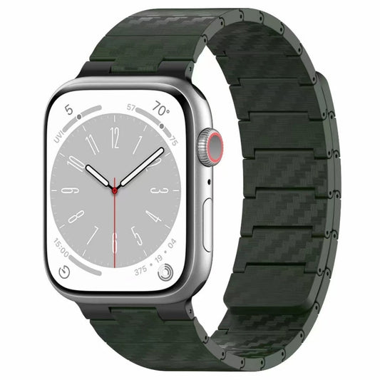 For Apple Watch SE 2023 44mm Carbon Fiber Magnetic Loop Watch Band(Official Green) - Watch Bands by PMC Jewellery | Online Shopping South Africa | PMC Jewellery