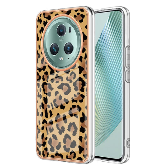 For Honor Magic 5 Pro Electroplating Marble Dual-side IMD Phone Case(Leopard Print) - Honor Cases by PMC Jewellery | Online Shopping South Africa | PMC Jewellery | Buy Now Pay Later Mobicred