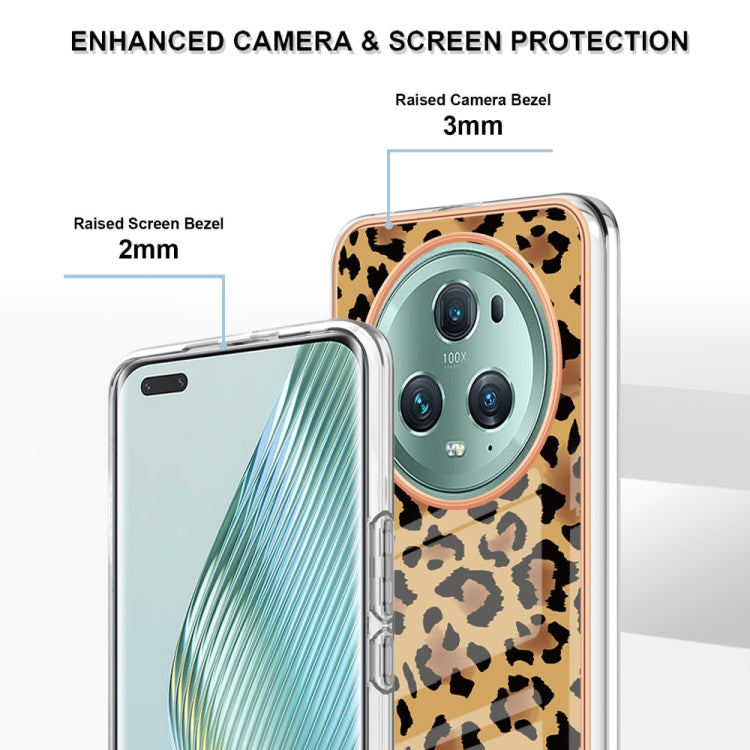 For Honor Magic 5 Pro Electroplating Marble Dual-side IMD Phone Case(Leopard Print) - Honor Cases by PMC TechLife | Online Shopping South Africa | PMC TechLife | Buy Now Pay Later Mobicred