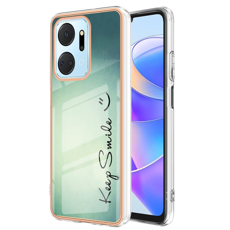For Honor X7a Electroplating Marble Dual-side IMD Phone Case(Smile) - Honor Cases by PMC TechLife | Online Shopping South Africa | PMC TechLife | Buy Now Pay Later Mobicred