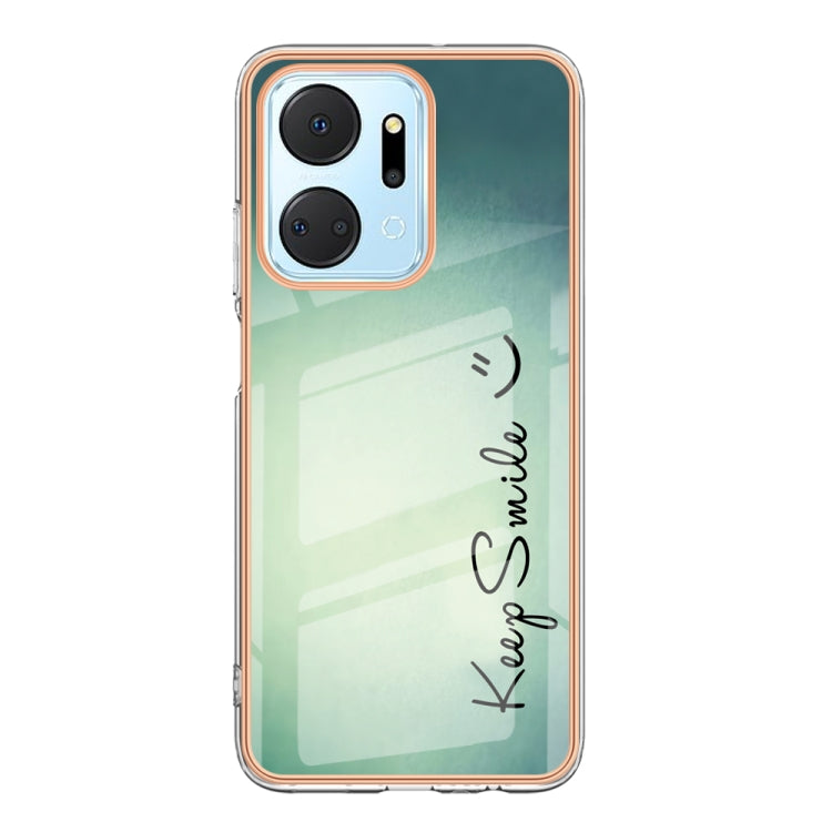 For Honor X7a Electroplating Marble Dual-side IMD Phone Case(Smile) - Honor Cases by PMC TechLife | Online Shopping South Africa | PMC TechLife | Buy Now Pay Later Mobicred