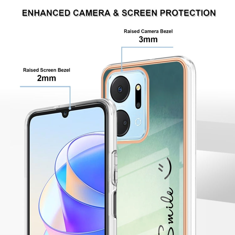 For Honor X7a Electroplating Marble Dual-side IMD Phone Case(Smile) - Honor Cases by PMC TechLife | Online Shopping South Africa | PMC TechLife | Buy Now Pay Later Mobicred