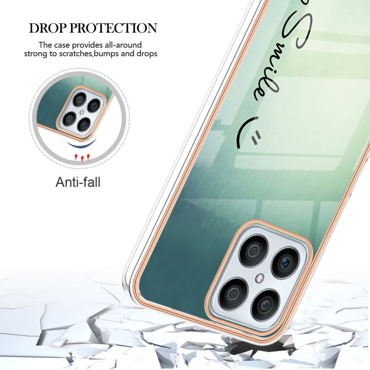For Honor X8 4G Electroplating Marble Dual-side IMD Phone Case(Smile) - Honor Cases by PMC TechLife | Online Shopping South Africa | PMC TechLife | Buy Now Pay Later Mobicred