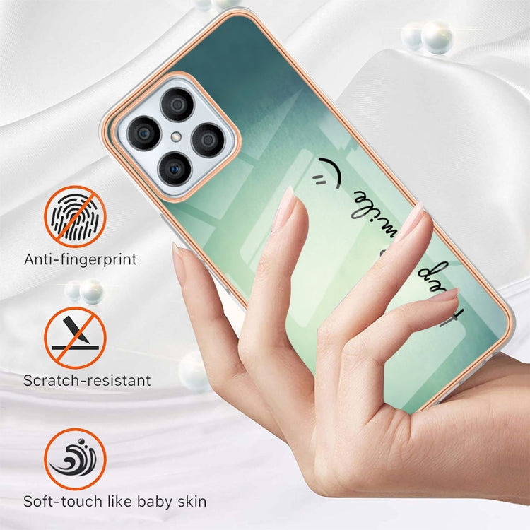 For Honor X8 4G Electroplating Marble Dual-side IMD Phone Case(Smile) - Honor Cases by PMC TechLife | Online Shopping South Africa | PMC TechLife | Buy Now Pay Later Mobicred