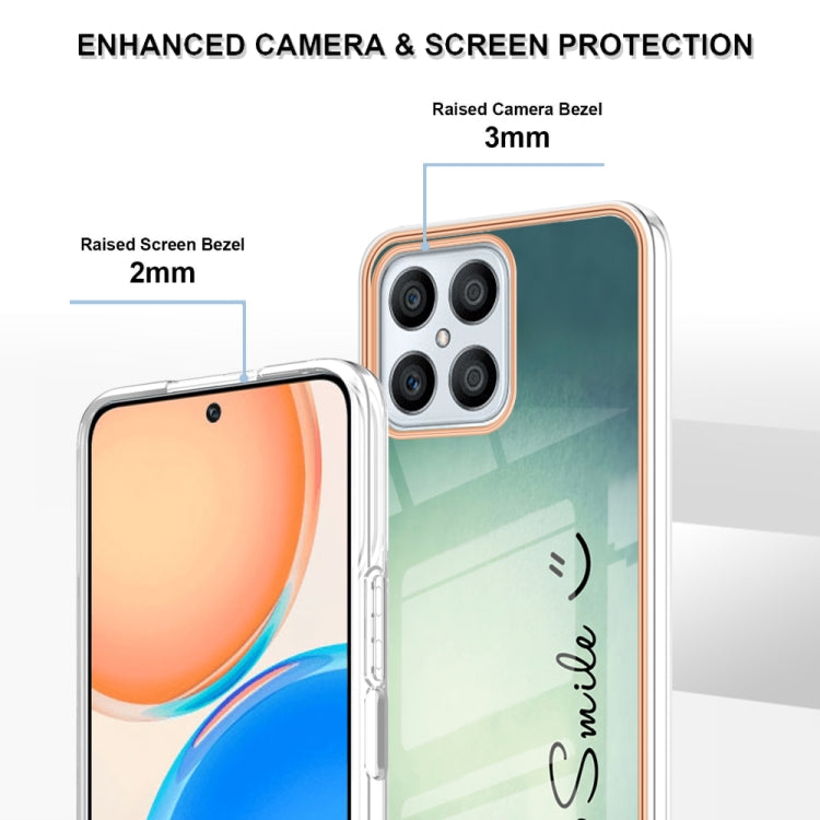 For Honor X8 4G Electroplating Marble Dual-side IMD Phone Case(Smile) - Honor Cases by PMC TechLife | Online Shopping South Africa | PMC TechLife | Buy Now Pay Later Mobicred