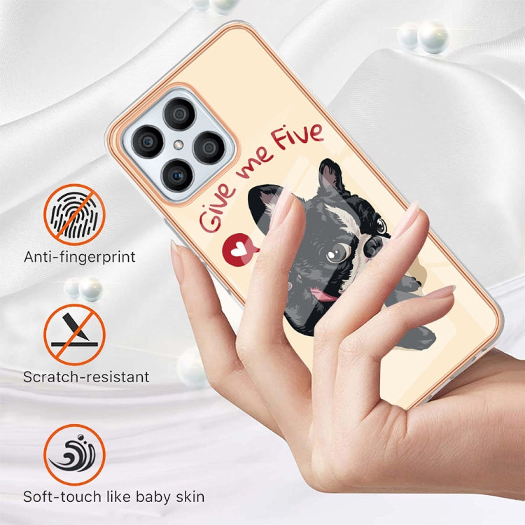 For Honor X8 4G Electroplating Marble Dual-side IMD Phone Case(Lucky Dog) - Honor Cases by PMC TechLife | Online Shopping South Africa | PMC TechLife | Buy Now Pay Later Mobicred