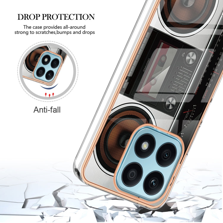 For Honor X8a Electroplating Marble Dual-side IMD Phone Case(Retro Radio) - Honor Cases by PMC TechLife | Online Shopping South Africa | PMC TechLife | Buy Now Pay Later Mobicred
