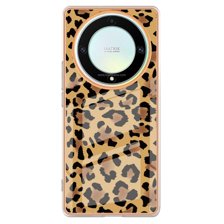For Honor X9a / Magic5 Lite Electroplating Marble Dual-side IMD Phone Case(Leopard Print) - Honor Cases by PMC TechLife | Online Shopping South Africa | PMC TechLife | Buy Now Pay Later Mobicred