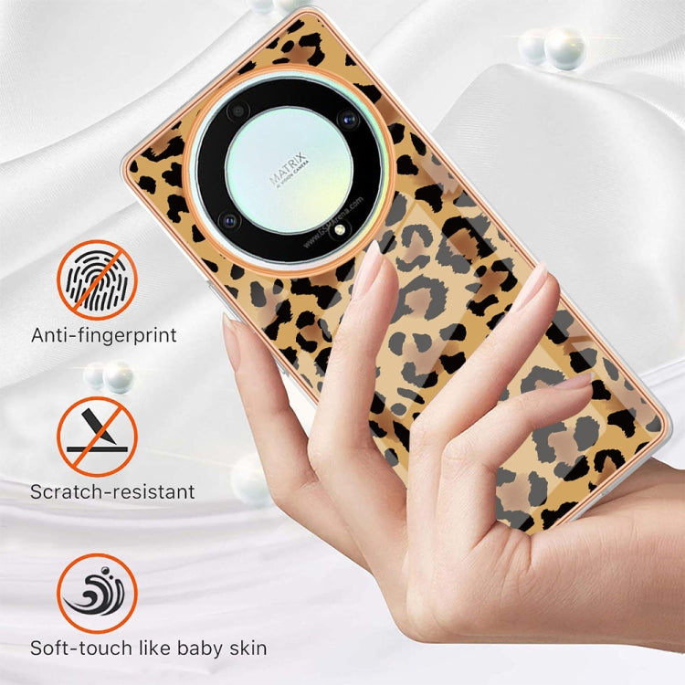 For Honor X9a / Magic5 Lite Electroplating Marble Dual-side IMD Phone Case(Leopard Print) - Honor Cases by PMC TechLife | Online Shopping South Africa | PMC TechLife | Buy Now Pay Later Mobicred