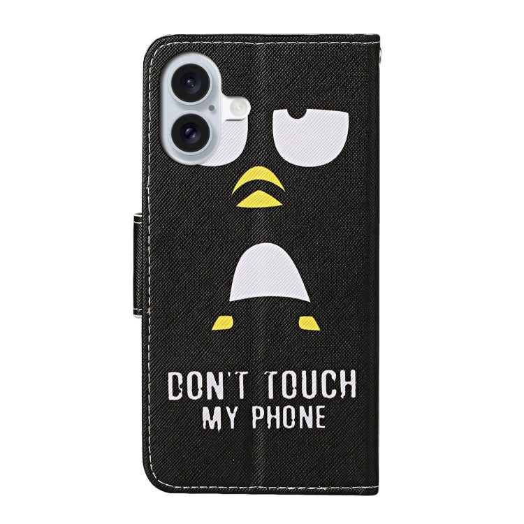 For iPhone 16 Plus 3D Colored Drawing Flip Leather Phone Case(Penguins) - iPhone 16 Plus Cases by PMC TechLife | Online Shopping South Africa | PMC TechLife | Buy Now Pay Later Mobicred