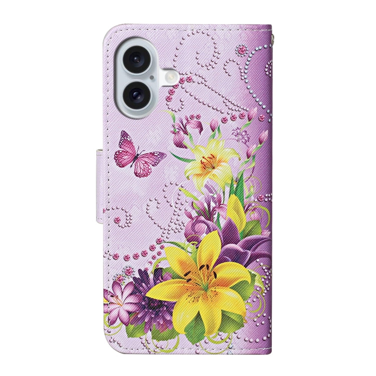 For iPhone 16 3D Colored Drawing Flip Leather Phone Case(Yellow Flowers) - iPhone 16 Cases by PMC TechLife | Online Shopping South Africa | PMC TechLife | Buy Now Pay Later Mobicred