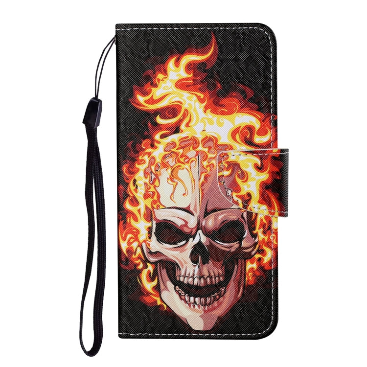 For iPhone 16 3D Colored Drawing Flip Leather Phone Case(Flame Skull) - iPhone 16 Cases by PMC Jewellery | Online Shopping South Africa | PMC Jewellery | Buy Now Pay Later Mobicred