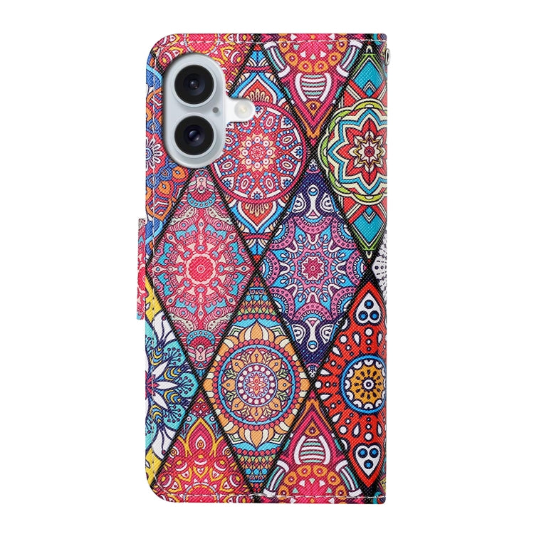 For iPhone 16 3D Colored Drawing Flip Leather Phone Case(Rhombus Totem) - iPhone 16 Cases by PMC TechLife | Online Shopping South Africa | PMC TechLife | Buy Now Pay Later Mobicred