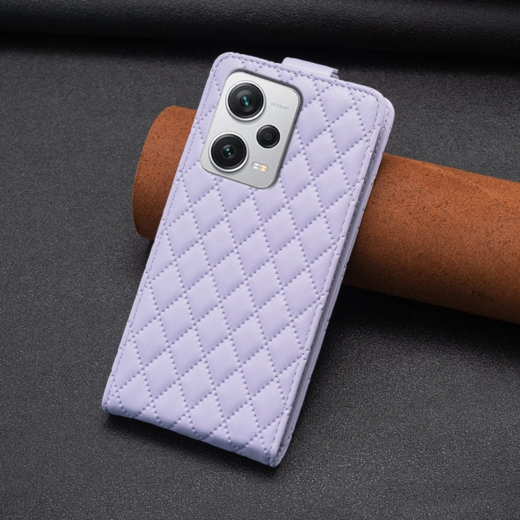 For Redmi Note 12 Pro+ Global Diamond Lattice Vertical Flip Leather Phone Case(Purple) - Xiaomi Cases by PMC Jewellery | Online Shopping South Africa | PMC Jewellery | Buy Now Pay Later Mobicred