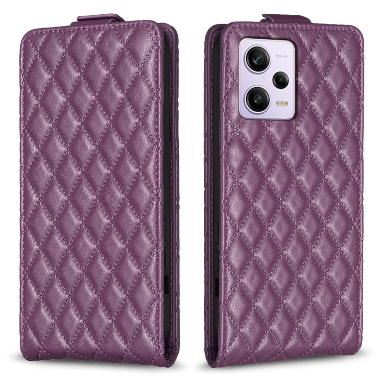 For Redmi Note 12 Pro Global Diamond Lattice Vertical Flip Leather Phone Case(Dark Purple) - free shipping - PMC TechLife - Order now!