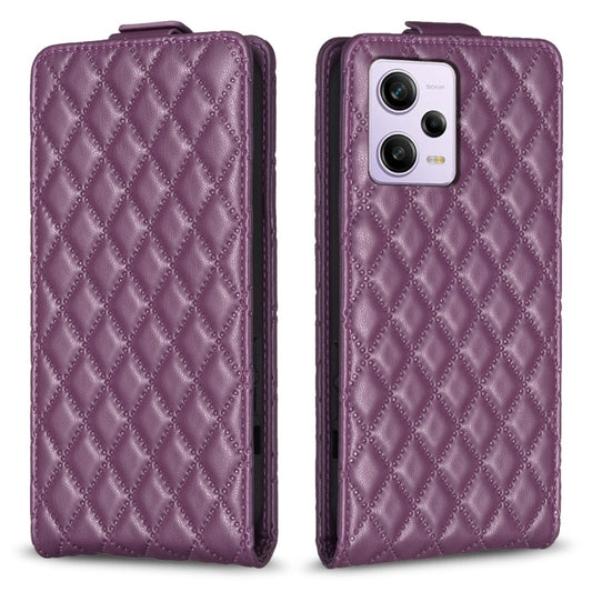 For Redmi Note 12 Pro Global Diamond Lattice Vertical Flip Leather Phone Case(Dark Purple) - Xiaomi Cases by PMC Jewellery | Online Shopping South Africa | PMC Jewellery | Buy Now Pay Later Mobicred