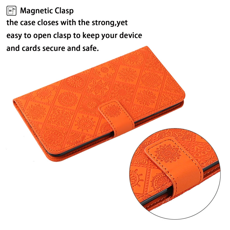 For iPhone 16 Ethnic Style Embossed Pattern Leather Phone Case(Orange) - iPhone 16 Cases by PMC TechLife | Online Shopping South Africa | PMC TechLife | Buy Now Pay Later Mobicred