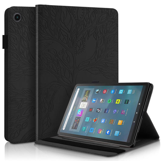 For Amazon Fire Max 11 Life Tree Series Horizontal Flip Leather Tablet Case(Black) - Amazon by PMC Jewellery | Online Shopping South Africa | PMC Jewellery | Buy Now Pay Later Mobicred