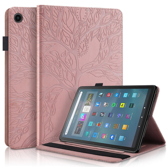 For Amazon Fire Max 11 Life Tree Series Horizontal Flip Leather Tablet Case(Rose Gold) - Amazon by PMC Jewellery | Online Shopping South Africa | PMC Jewellery | Buy Now Pay Later Mobicred