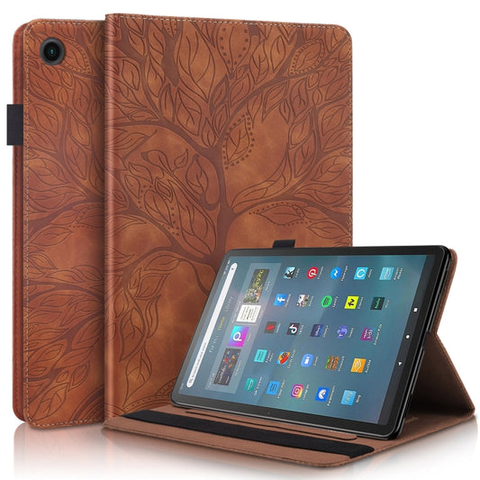 For Amazon Fire Max 11 Life Tree Series Horizontal Flip Leather Tablet Case(Brown) - Amazon by PMC Jewellery | Online Shopping South Africa | PMC Jewellery | Buy Now Pay Later Mobicred