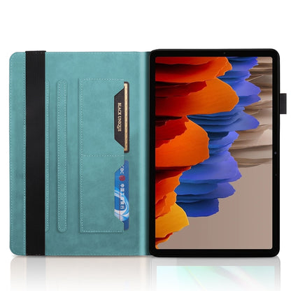 For Samsung Galaxy Tab S9 / S8 / S7 Life Tree Series Horizontal Flip Leather Tablet Case(Lake Blue) - Galaxy Tab S8 Cases by PMC Jewellery | Online Shopping South Africa | PMC Jewellery | Buy Now Pay Later Mobicred