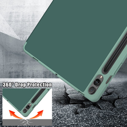 For Samsung Galaxy Tab S9+ Cloth Texture Multi-folding Horizontal Flip Leather Tablet Case(Dark Green) - Galaxy Tab S9+ Cases by PMC Jewellery | Online Shopping South Africa | PMC Jewellery | Buy Now Pay Later Mobicred