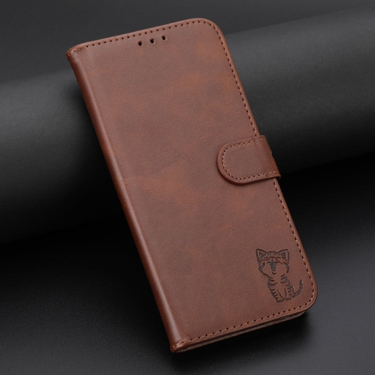For iPhone 16 Pro Embossed Happy Cat Pattern Flip Leather Phone Case(Brown) - iPhone 16 Pro Cases by PMC TechLife | Online Shopping South Africa | PMC TechLife | Buy Now Pay Later Mobicred
