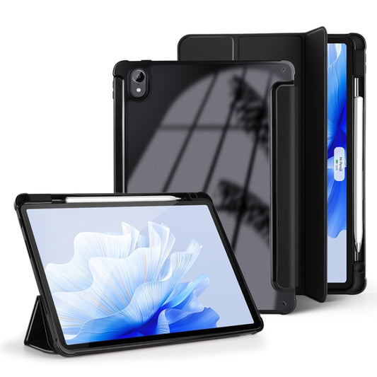 For Huawei MatePad Air 11.5 inch 3-Fold Clear Acrylic Leather Tablet Case(Black) - Huawei by PMC Jewellery | Online Shopping South Africa | PMC Jewellery | Buy Now Pay Later Mobicred