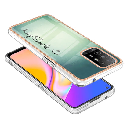 For OPPO A94 5G / A95 5G Electroplating Marble Dual-side IMD Phone Case(Smile) - OPPO Cases by PMC Jewellery | Online Shopping South Africa | PMC Jewellery | Buy Now Pay Later Mobicred