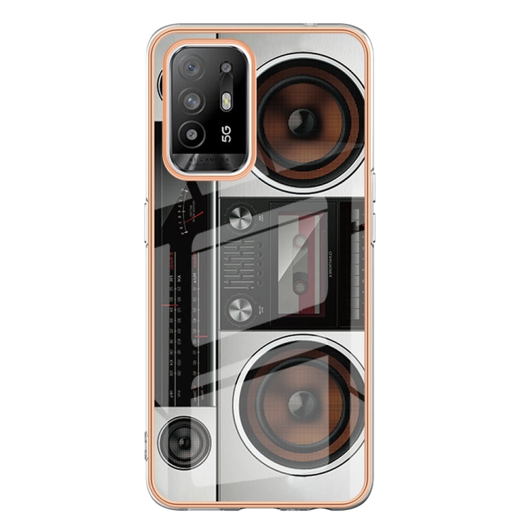 For OPPO A94 5G / A95 5G Electroplating Marble Dual-side IMD Phone Case(Retro Radio) - OPPO Cases by PMC Jewellery | Online Shopping South Africa | PMC Jewellery | Buy Now Pay Later Mobicred
