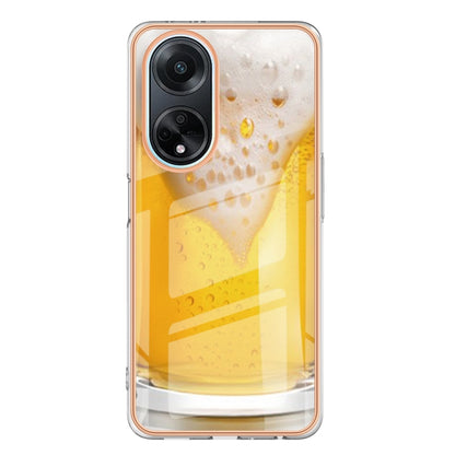 For OPPO A98 Electroplating Marble Dual-side IMD Phone Case(Draft Beer) - OPPO Cases by PMC Jewellery | Online Shopping South Africa | PMC Jewellery | Buy Now Pay Later Mobicred