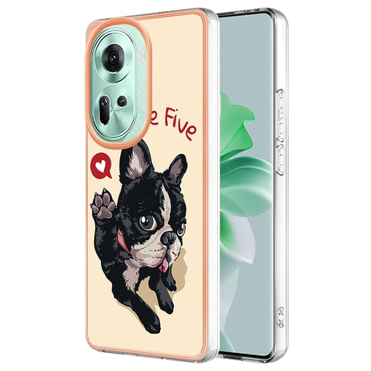 For OPPO Reno11 5G Global Electroplating Marble Dual-side IMD Phone Case(Lucky Dog) - Reno11 Cases by PMC Jewellery | Online Shopping South Africa | PMC Jewellery | Buy Now Pay Later Mobicred
