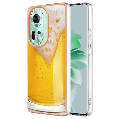 For OPPO Reno11 5G Global Electroplating Marble Dual-side IMD Phone Case(Draft Beer) - Reno11 Cases by PMC Jewellery | Online Shopping South Africa | PMC Jewellery | Buy Now Pay Later Mobicred