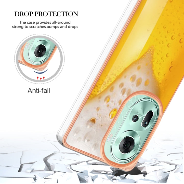 For OPPO Reno11 5G Global Electroplating Marble Dual-side IMD Phone Case(Draft Beer) - Reno11 Cases by PMC Jewellery | Online Shopping South Africa | PMC Jewellery | Buy Now Pay Later Mobicred