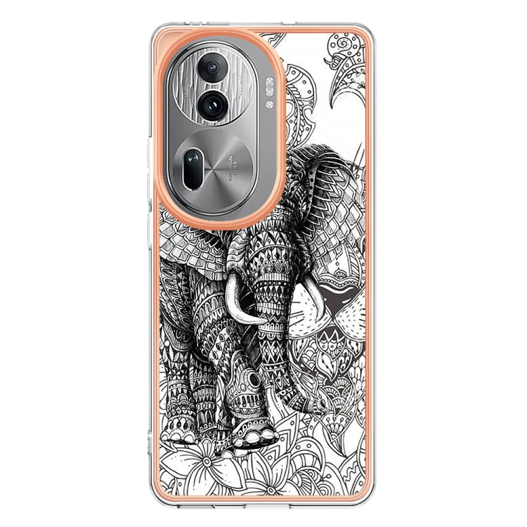 For OPPO Reno11 Pro 5G Global Electroplating Marble Dual-side IMD Phone Case(Totem Elephant) - Reno11 Pro Cases by PMC Jewellery | Online Shopping South Africa | PMC Jewellery | Buy Now Pay Later Mobicred