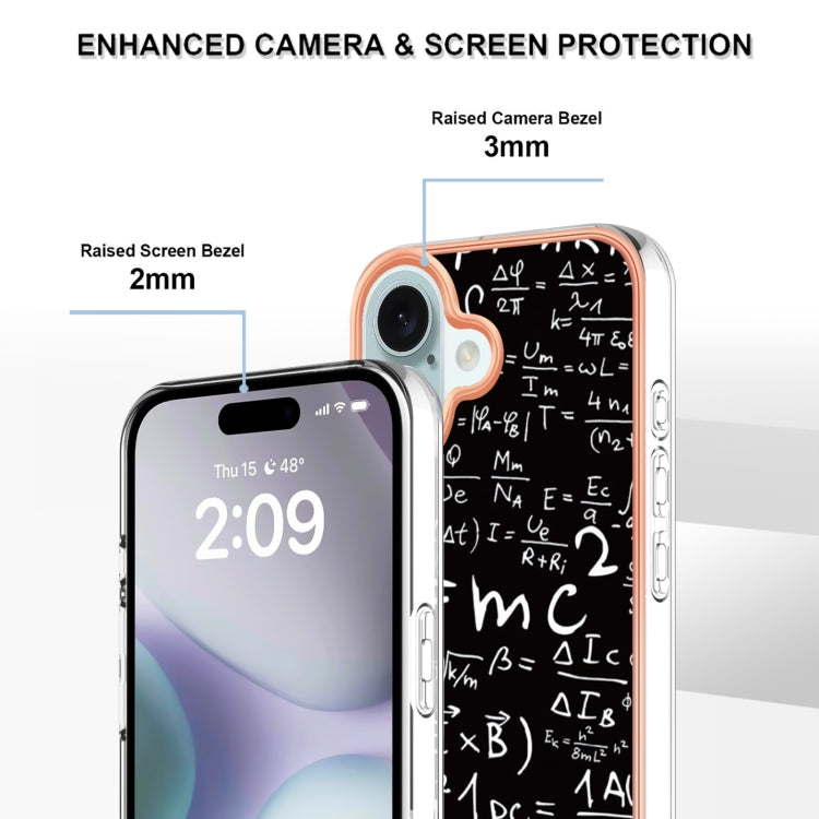 For iPhone 16 Plus Electroplating Marble Dual-side IMD Phone Case(Equation) - iPhone 16 Plus Cases by PMC TechLife | Online Shopping South Africa | PMC TechLife | Buy Now Pay Later Mobicred