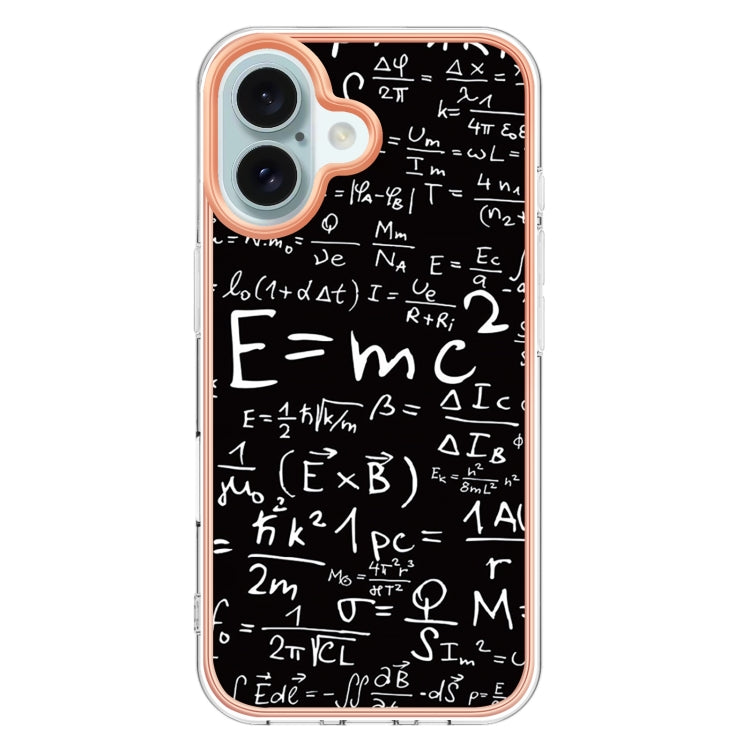 For iPhone 16 Electroplating Marble Dual-side IMD Phone Case(Equation) - iPhone 16 Cases by PMC Jewellery | Online Shopping South Africa | PMC Jewellery | Buy Now Pay Later Mobicred